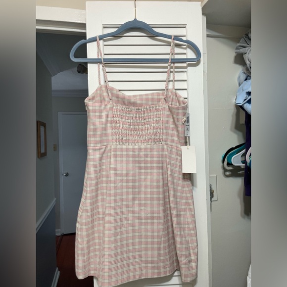 aritzia plaid dress in cream/pink - Picture 2 of 3